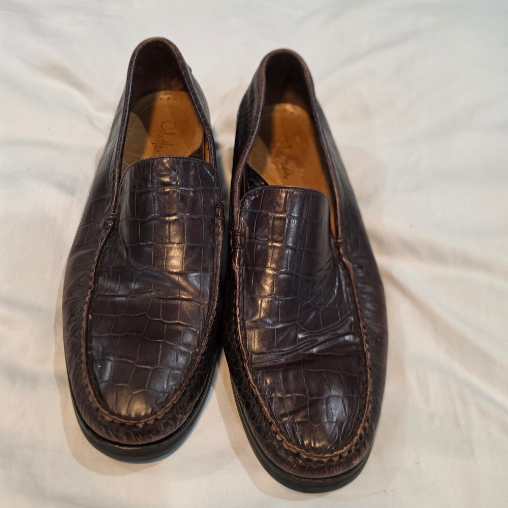 Cole Haan Loafers Mens 13 M Brown Good Crocodile Embossed Leather C06663 Slip On